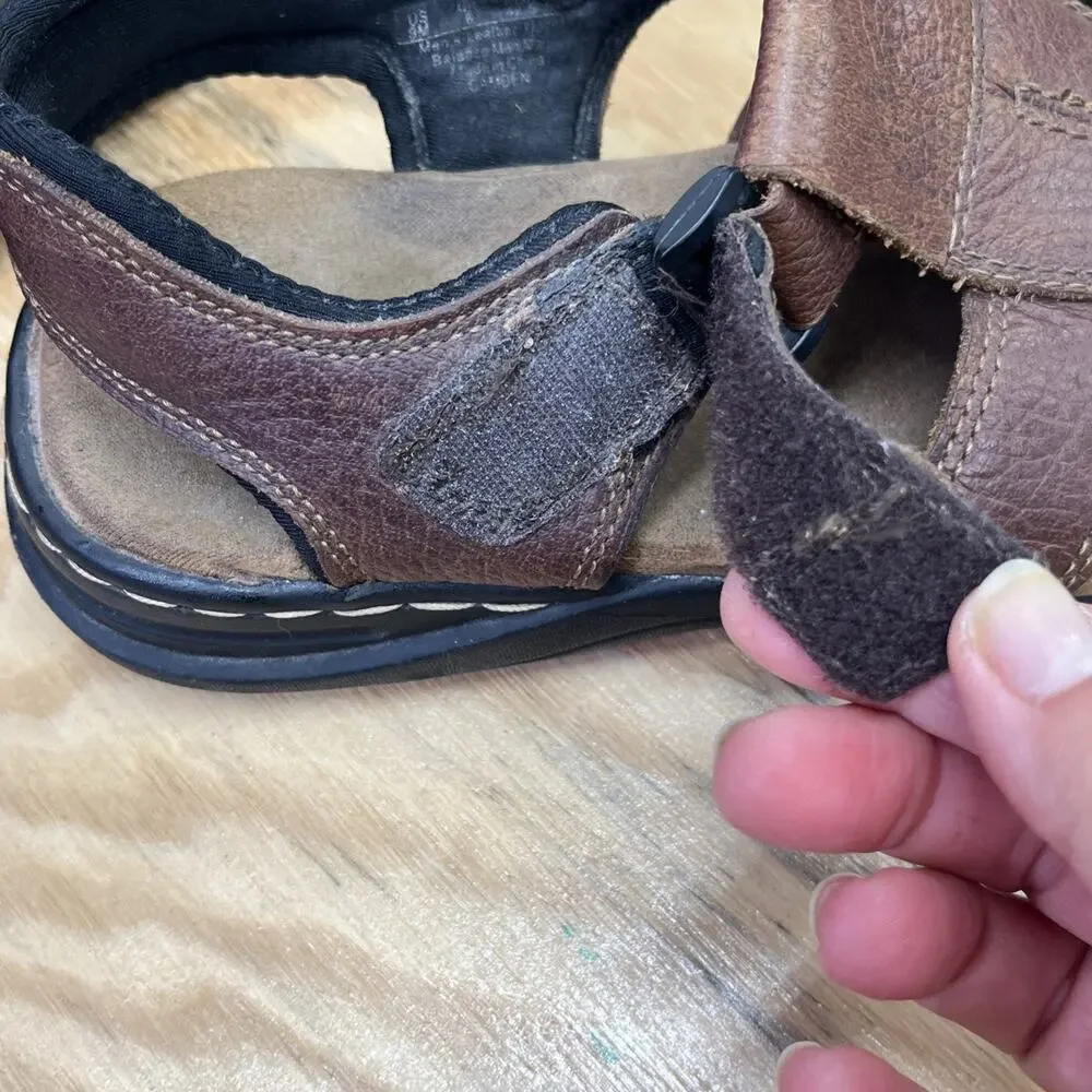 Dr Scholls Camden Mens Brown Leather Fisherman Sandals Size 9 Memory Foam